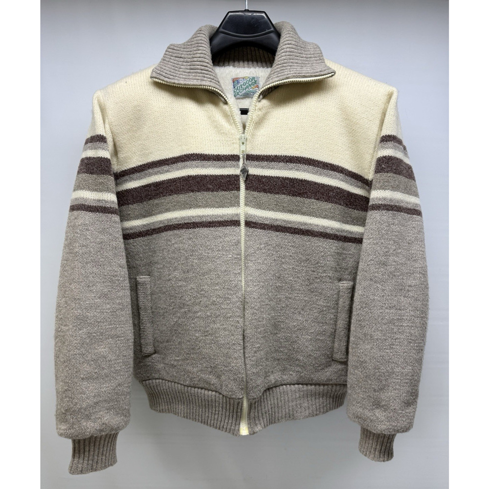 Vintage OUTDOOR EXCHANGE Wool Blend Sherpa Lined Cardigan Sweater Jacket Large